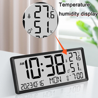 Offre Spéciale Grande horloge murale numérique Jumbo LCD Horloge de table avec humidité de la température extérieure intérieure