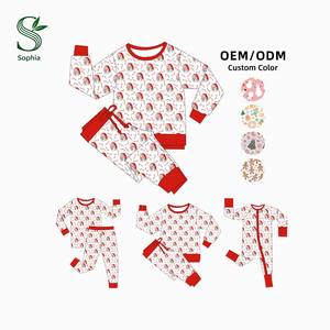 Hoge kwaliteit bijpassende familiekleding van bamboe, babykleding voor het gezin, ronde hals kerstpyjama's, familieset - Product Image 1