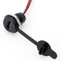 Montaje en panel a prueba de agua USB C hembra a PH2.0 2P Cables abiertos Cable de alimentación Puerto de cargador personalizado con cubierta