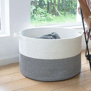 Panier à <span class=keywords><strong>linge</strong></span> en <span class=keywords><strong>corde</strong></span> de coton extra large, tissé, pour vêtements sales et couvertures - Product Image 3