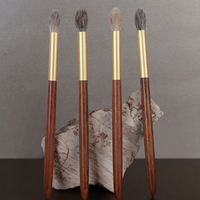 Pinceau de Maquillage Professionnel de Luxe à Tête Ronde en Poils Naturels pour Estomper les Ombres et Contourner les Yeux