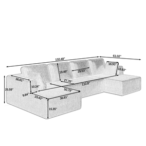 Divano Componibile a U <span class=keywords><strong>Design</strong></span> Compresso Stile <span class=keywords><strong>Moderno</strong></span> Minimalista in Tessuto <span class=keywords><strong>di</strong></span> Velluto a Coste Divano Letto per <span class=keywords><strong>Soggiorno</strong></span> - Product Image 6