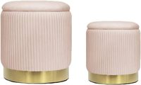 Hanyee Lot de 2 tabourets pouf de rangement ronds en velours blanc pour le salon tabouret de coiffeuse tabouret de table mobilier de maison moderne