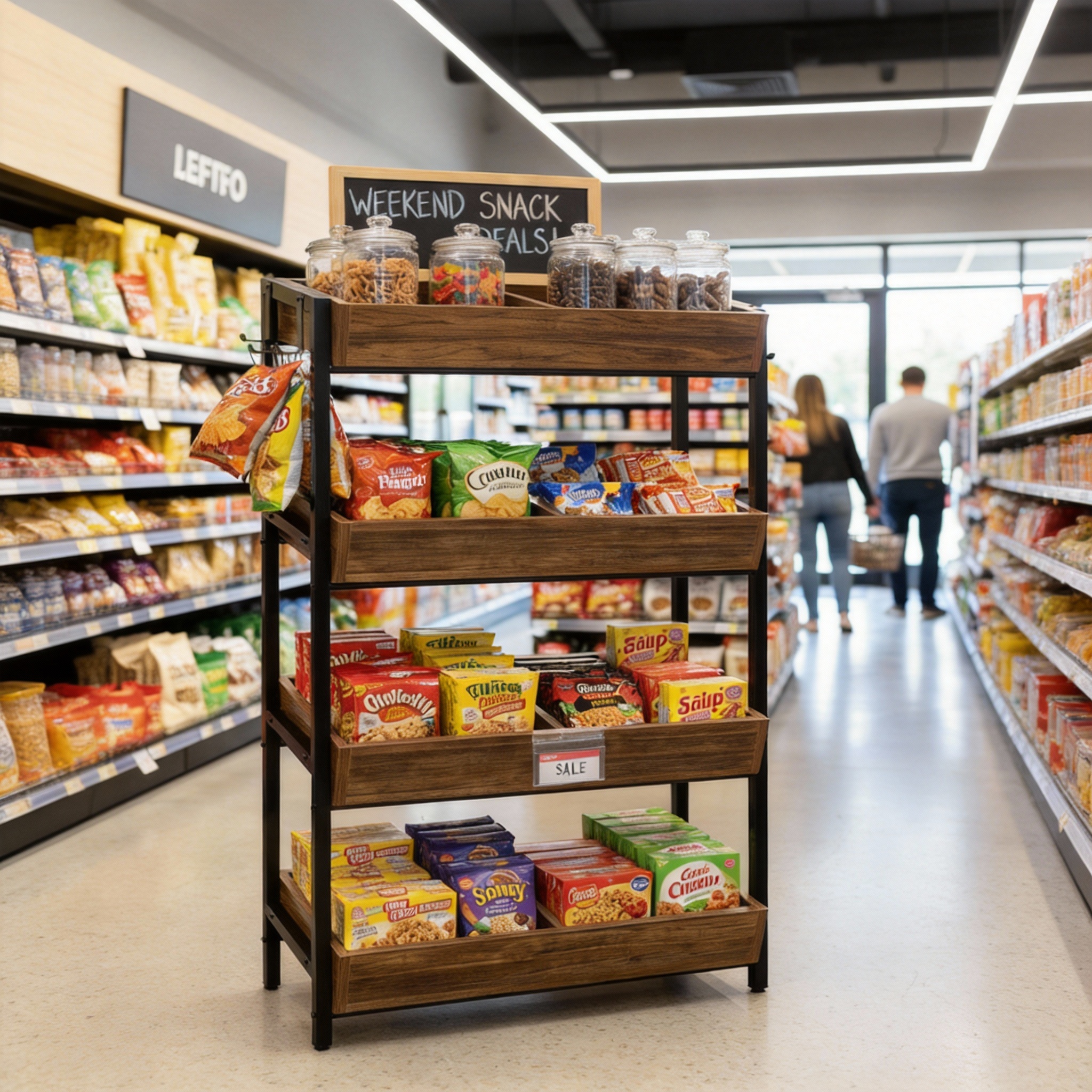 Apache Custom Wooden Snack Display Rack for Supermarket Weekend Deals, Convenience Stores and Gourmet Food Retail Showrooms — view 1