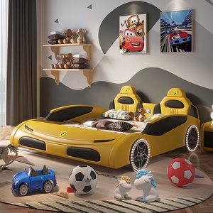 Single Ferrari Sportwagen Bed Voor Jongens Kinderen Getufte Opvouwbare Modulaire Vangrail Slaapkamer Meubelset Voor Kinderen Kamer - Product Image 4