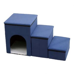 Lit pour chien et chat pliable avec escalier, robuste, pour usage extérieur, double couche, rangement, tissu antidérapant, coussin en éponge épaissi - Product Image 2