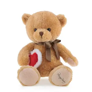 الدب القطني المصنوع من القطيفة مع قلب الحب والدب الملون هدية عيد الحب للأطفال هدية لعبة