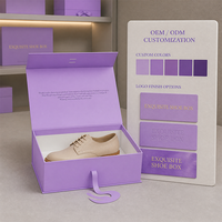 Boîte à chaussures pliable violette pour l'affichage des chaussures, emballage cadeau pour magasin de détail, logo personnalisé, commande en gros