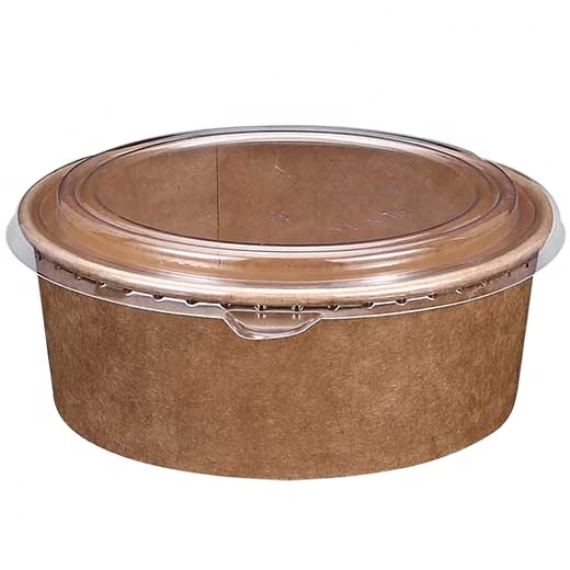 wholesale bowls custom logo biodegradable Kraft paper bowls salad ice cream soup bowls thicken Internal film with lid