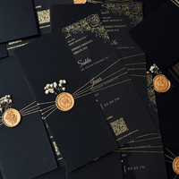 Carte d'invitation de mariage personnalisée en plexiglas noir OEM, cartes de mariage élégantes en gros, invitation de mariage en acrylique noir glamour de luxe