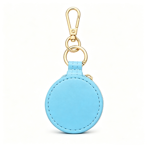 Eco-friendlyMini round PU leather jewelry <b>case</b> Zipper closure for easy access Elegant design for small jewelry storage - Product Image 1