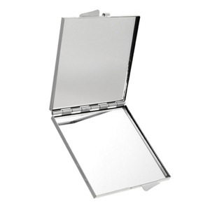 Wholesale Custom Logo Square <b>Compact</b> <b>Mirror</b> Silver Metal Double Sided Pocket Makeup <b>Mirror</b> Personalized Blank Folding Metal - Product Image 1