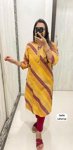 Nouvelle collection de kurtis droits imprimés Lehariya avec pantalon pour les célébrations traditionnelles comme Diwali Eid et Navratri - Product Image 2