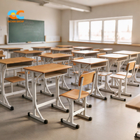 Table et chaise d'école personnalisables en bois massif, écologiques, certifiées CE, faible MOQ, conception et planification de projets ODM