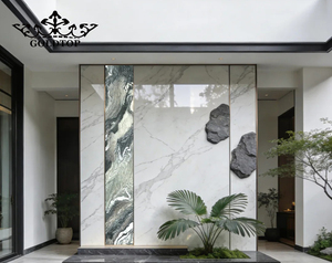 Goldtop Landscape Green <b>Marble</b> Waterproof Natural Stone Polished Slabs Countertops Vanity Top Floor Tiles Dining Table Hotel - Product Image 3