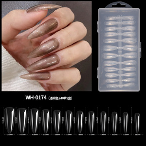 Faux ongles professionnels 240 pièces en ABS souple, couvrance totale, sans trace, formes amande et cercueil, capsules d'ongles artificiels en gel - Product Image 3