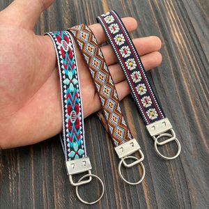 Stock Available Now National Wind Plush Embroidery Keychain Ethnic Style Handmade Wristband Retro Long Pendant - Product Image 1