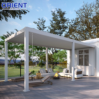 Pergola Bioclimatique Grise avec Kit de Supports Motorisés et Manuels, Pergola à Lames Orientables en Aluminium à Vendre