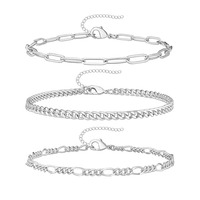 Bracelets jonc en chaîne vintage au design minimaliste géométrique en métal tendance YW Fashion pour femmes