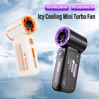 Mini ventilateur portatif en plastique, rechargeable, avec affichage numérique, 3 vitesses, moteur sans balais, 5 pales, pour l'extérieur