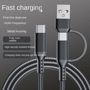 สายชาร์จและถ่ายโอนข้อมูลแบบ 2-in-1 ยาว 2 เมตร 6 ฟุต หัวต่อ Type C to Type-C และ USB-A รองรับกระแสไฟ 3A ผลิตจากอลูมิเนียมอัลลอยด์และไนลอนถัก สำหรับโทรศัพท์มือถือ - Product Image 3