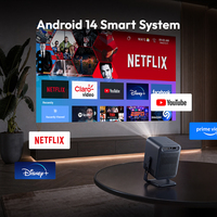 Mango 1 Pro, projecteur intelligent mini portable avec mise au point automatique, anti-poussière, Android 14, LED 4K, écran LCD, rotation à 90 degrés, intégré pour le home cinéma