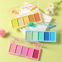Palette de fards à paupières minéraux 5 couleurs colorées, fini mat, scintillant, pailleté, sans cruauté, résistant à l'eau, longue tenue, haute pigmentation, facile à estomper