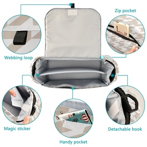 Sac de rangement portable pour poussette, motif pied-de-poule kaki, personnalisable, avec sangles de fixation - Product Image 2