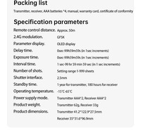 SIDANDE Télécommande d'obturateur sans fil RST7600 Télécommande d'intervalomètre pour Canon Nikon Sony Version sans fil pour Canon C2