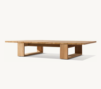 Table basse rectangulaire d'extérieur en teck BAHIA, résistante aux intempéries, couleur personnalisée, pour jardin, patio, balcon et hôtel
