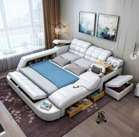 Lit intelligent multifonctionnel moderne en cuir, très vendu, avec massage électrique et espace de rangement indépendant pour chambre à coucher
