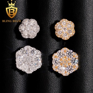 Nouvelle Collection – Boucles <span class=keywords><strong>d</strong></span>'oreilles tendance à visser en <span class=keywords><strong>argent</strong></span> sterling 925 plaqué or blanc, serties de moissanite et de diamants, style hip-hop, 10 mm et 12 mm - Product Image 3