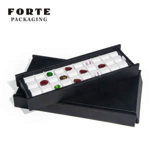 Plateau de présentation de bijoux FORTE en cuir PU exquis, grande capacité, taille personnalisée, avec diamants et pierres précieuses - Product Image 3