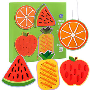 Enfants en bois éducatif filetage jouet grande taille fruits Animal cognitif corde laçage jouets enfants éducation précoce jeux de bureau - Product Image 2