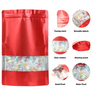 Wholesale Custom Color Plastic Bags Zip Lock Food Stand Up Plastic Bag For Snack Nut Mango Dried Packaging Bag With Windows