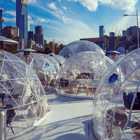 Grande Tente Dôme Extérieure Moderne Quatre Saisons en Verre Trempé, Cadre en Alliage d'Aluminium, Étanche, Anti-Neige, Écologique pour les Zones Côtières