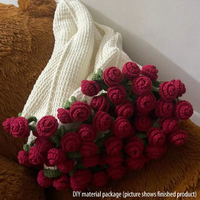 Vente en gros de couverture tissée à la main DIY Rose Lily Bouquet de fleurs de jasmin Crochet Paquet de matériel cadeau créatif