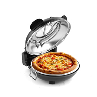 Four à pizza électrique portable de 12 pouces, commande manuelle, boîtier métallique, température réglable, cuisson sans huile, plaque de cuisson incluse
