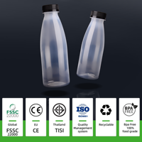 Bouteille de Jus Fantaisie Personnalisée avec Étiquettes, Bouteille Jetable Écologique Transparente en PET pour Boissons 330ml 500ml avec Bouchon à Vis en PP pour Soda