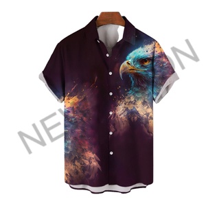 Chemise Hawaïenne Décontractée de Luxe pour Homme, Coupe Ample, Manches Courtes, Imprimé Floral Tigre, Respirante, Col Montant, Automne - Product Image 2