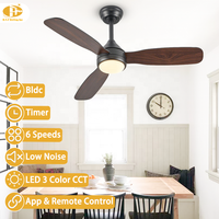 Ventilateur de plafond 48 pouces à 3 pales avec lumière, télécommande, moteur DC, design moderne pour salon, chambre, intérieur, maison