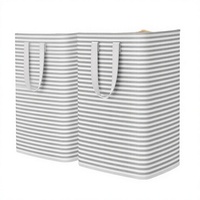 Lot de 2 paniers à linge pliables robustes en plastique, imperméables, pour chambre et buanderie, gris, 80 L chacun (160 L au total)