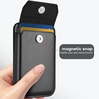 Dompet Kartu Magnetik MagSafe untuk Ponsel, Bahan Kulit PU Tipis, Tempat Kartu Kredit dengan Penyangga dan Kancing Magnetik untuk iPhone