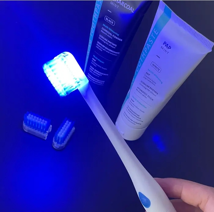Kit de blanchiment des dents avec technologie de lumière bleue, puissante, pour enlever les taches, en LED, Micro-brosse à dents sonique, nouveau produit