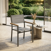 Chaise de salle à manger d'extérieur moderne en aluminium avec tissu en maille respirante, empilable, portable, résistante aux intempéries, pour café