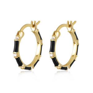 Pendientes <span class=keywords><strong>de</strong></span> aro <span class=keywords><strong>de</strong></span> bambú enjoyados <span class=keywords><strong>de</strong></span> cobre chapado en oro Heritage para <span class=keywords><strong>mujer</strong></span>, pendientes Art Nouveau para Drama <span class=keywords><strong>de</strong></span> época - Product Image 6