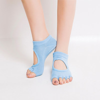 Chaussettes décontractées en coton uni à 5 doigts, respirantes et absorbantes, pour yoga et barre, avec logo personnalisé par sublimation, vente en gros pour femmes