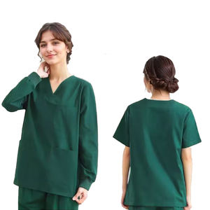 <span class=keywords><strong>Bata</strong></span> de Médico de Manga Corta de Algodón Puro, Uniforme Unisex para Quirófano para Trabajadores de la Salud Masculinos y Femeninos para Uso Hospitalario - Product Image 4