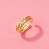Bague pour femme en acier inoxydable, design unique, texture irrégulière, élégante et moderne