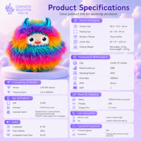 AI Cool Beast Rainbow Long Fur Monster Peluche Jouet Double Cornes Métalliques ChatGPT 50 + Langues Voix Clone Mémoire WiFi Vente en Gros